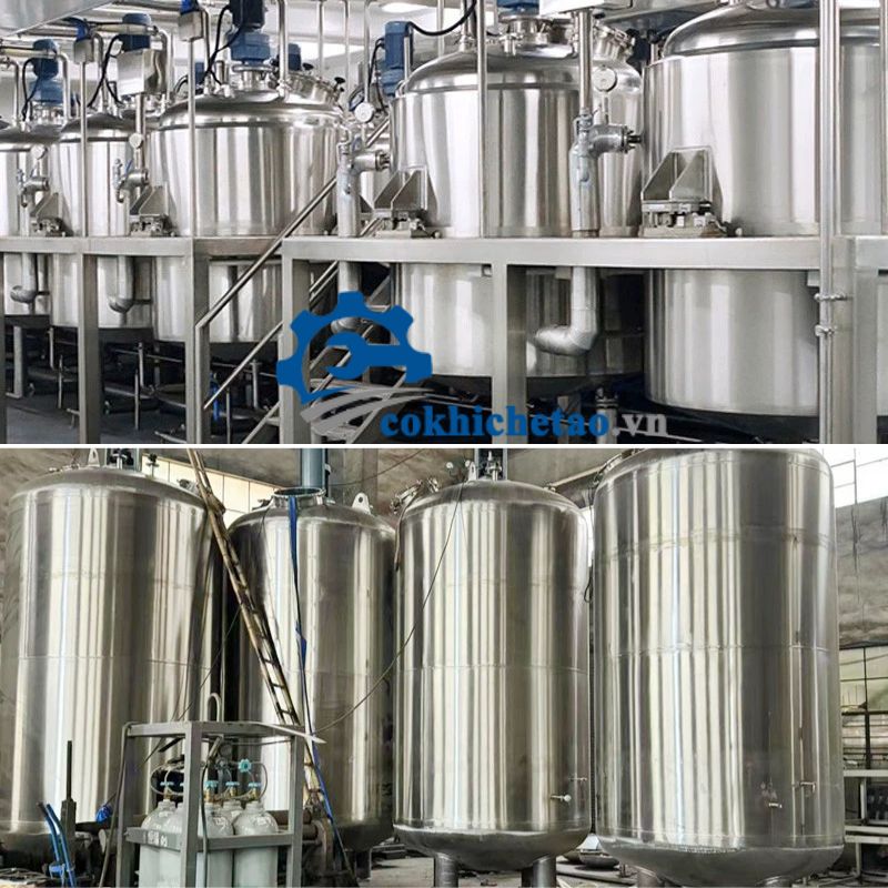 Bồn khuấy trộn nhũ hóa mỹ phẩm, thực phẩm, hóa chất có gia nhiệt