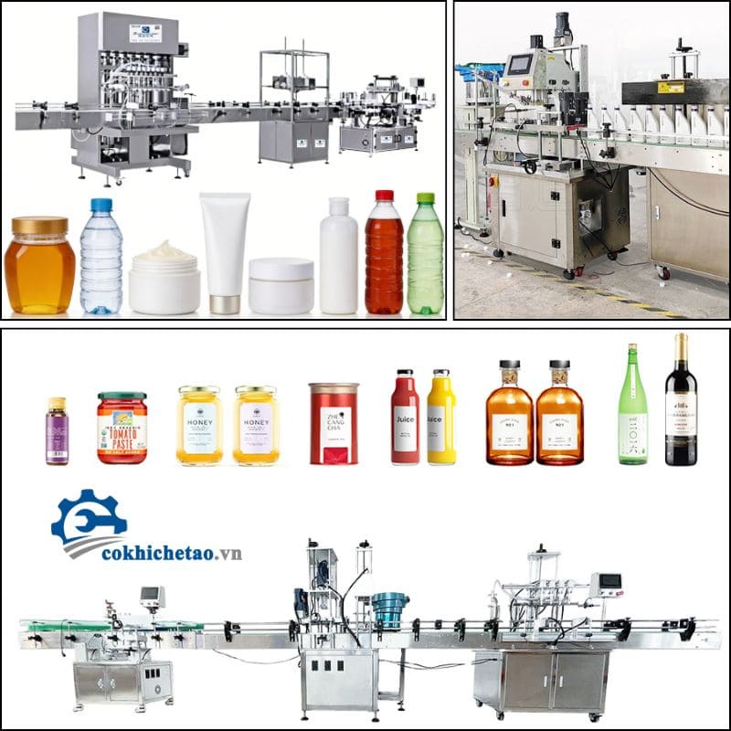 Máy chiết rót đóng nắp chai dán nhãn tự động
