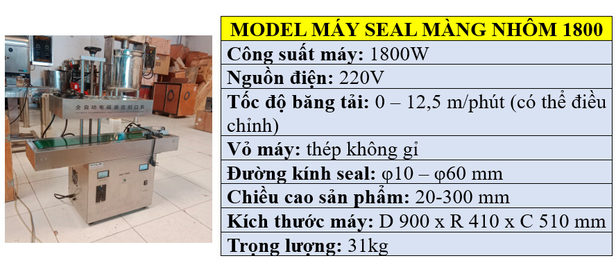Thông số kỹ thuật máy ép màng seal nhôm